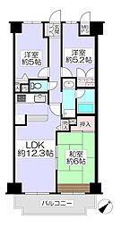 朝日プラザ東生駒2 3LDKの間取図画像