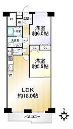 山科ハイツ 2LDKの間取図画像
