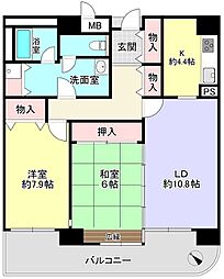 琵琶湖アーバンリゾート2番館 2LDKの間取図画像