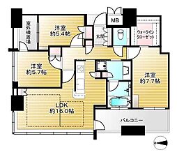 ローレルタワーサンクタス梅田 3LDKの間取図画像