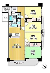 イトーピア枚岡公園弐番館 4LDKの間取り