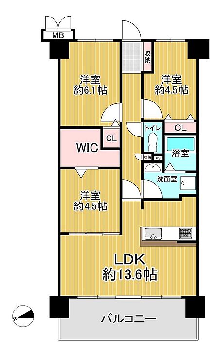 3LDK 間取り