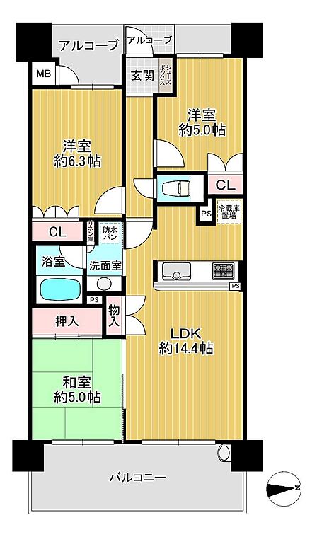 3LDK 間取り