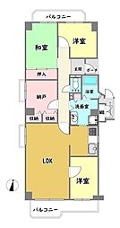 芦屋緑2住宅13号棟 3SLDKの間取図画像