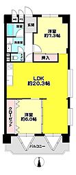 パラッシオ岡本 2LDKの間取図画像