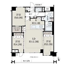 ローレルコート国立さくら通り 3LDKの間取図画像