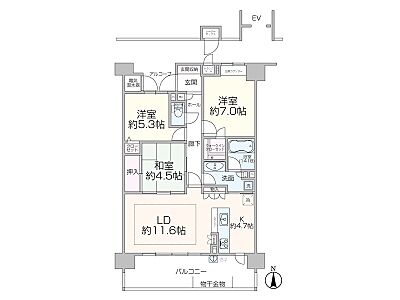 間取り:3LDKの間取りで、多様なライフスタイルに対応可能です。リビングダイニングは約11.6帖とゆったり。各居室に収納があり、すっきり暮らせます。南向きバルコニーで採光も期待できます。 間取り:3LDKの間取りで、多様なライフスタイルに対応可能です。リビングダイニングは約11.6帖とゆったり。各居室に収納があり、すっきり暮らせます。南向きバルコニーで採光も期待できます。