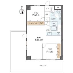 新明治橋マンション 2LDKの間取図画像
