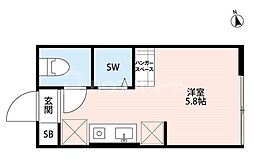 京成押上線 京成曳舟駅 徒歩8分の賃貸アパート 3階ワンルームの間取り