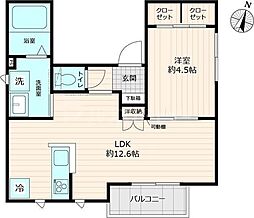 都営新宿線 西大島駅 徒歩13分の賃貸マンション 3階1LDKの間取り