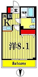 東武亀戸線 亀戸水神駅 徒歩1分の賃貸マンション 6階1Kの間取り