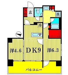 東京メトロ半蔵門線 押上駅 徒歩1分の賃貸マンション 2階2DKの間取り