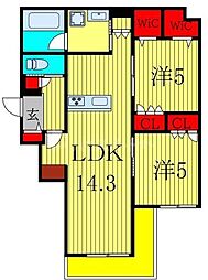 リアン八潮 2LDKの間取図画像