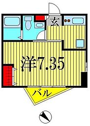 サウンドおしあげ 1Kの間取図画像