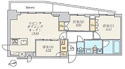 東京メトロ日比谷線 北千住駅 徒歩7分の賃貸マンション 5階3LDKの間取り