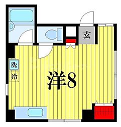 バンベール ワンルームの間取図画像