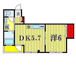 ハイツ松田 1DKの間取図画像