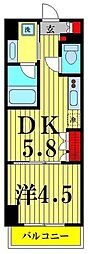 プラウドフラット両国イースト 1DKの間取図画像