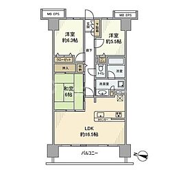 ラフィーネハイツ1号棟 3LDKの間取図画像