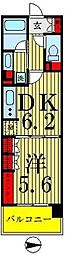 フルーヴ押上 1DKの間取図画像