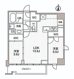 シーズンフラッツ両国サウス 2LDKの間取図画像