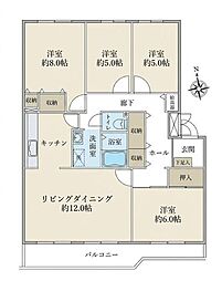 東建ニューハイツ海老名5号棟 4LDKの間取図画像