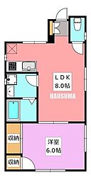 道灌山ハウス 1LDKの間取図画像