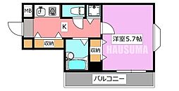 ルナ 1Kの間取図画像