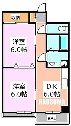 メゾンクレール 2DKの間取図画像