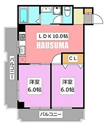 第2若木コーポ 2LDKの間取図画像
