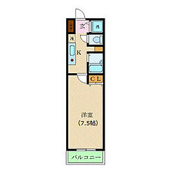 カスタリア新宿 1Kの間取図画像