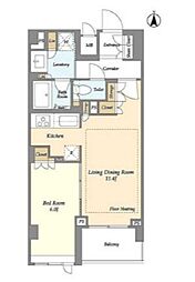 LIBRGRANT四谷三丁目 1LDKの間取図画像