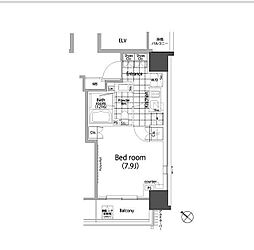 パークハビオ赤坂タワー 1Kの間取図画像