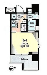 レジディア市谷薬王寺 ワンルームの間取図画像