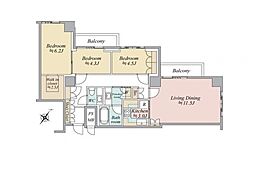 パークハウス赤坂氷川 3LDKの間取図画像