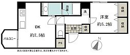 メゾン・ド・ヴィレ赤坂 1DKの間取図画像