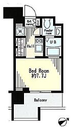 レジディア市谷薬王寺 1Kの間取図画像