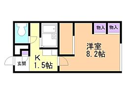 レオパレスこも家東 1Kの間取図画像