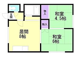 白桜舘 2DKの間取図画像