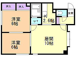 パスウェイ677D-1 2LDKの間取図画像