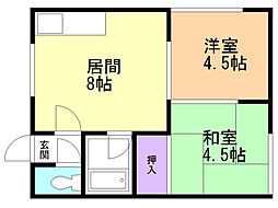 飛鳥マンション 2DKの間取図画像