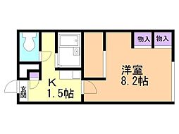 レオパレスこも家東 1Kの間取図画像
