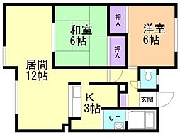 プレハイツ 2LDKの間取図画像