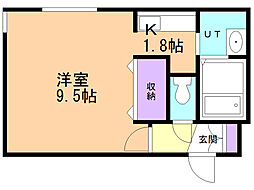 アマン北広島 1Kの間取図画像