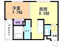 マリオット共栄町 1LDKの間取図画像