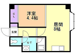 ファーム田村1 1LDKの間取図画像