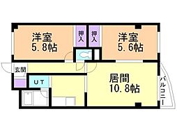 サントノーレ 2LDKの間取図画像