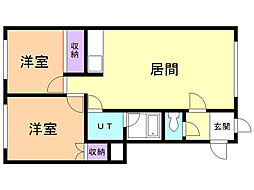 プラドール北広島 2LDKの間取図画像