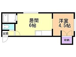 エルザA 1DKの間取図画像