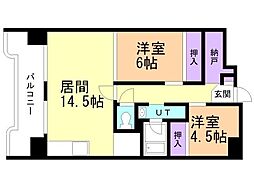ビレッジハウス桜台タワー4号棟 2LDKの間取図画像